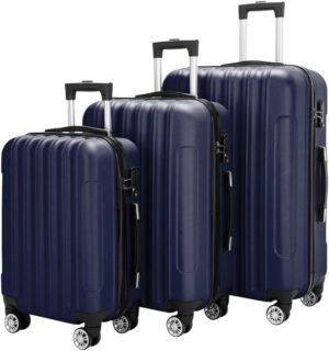 Karl home Luggage Set of 3 Hardside Carry on Suitcase Sets with Spinner Wheels & TSA lock