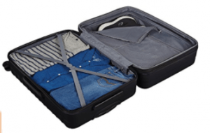 Black AmazonBasics Hardshell 3-Piece Luggage Set
