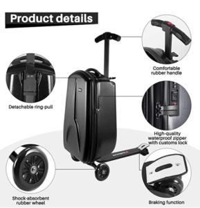 iubest Scooter Luggage for Kids- Adult Scooter Carry on Suitcase