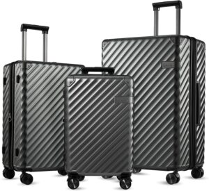 LUGGEX 3 Piece Luggage Sets with Spinner Wheels - PC Expandable Hard Suitcases