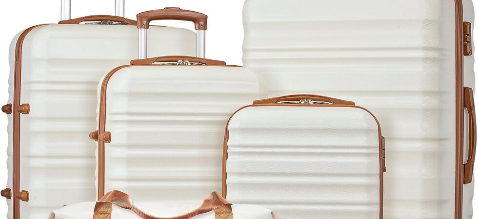LONG VACATION 4 Piece ABS Hardshell Luggage Set with Spinner Wheels & TSA Lock
