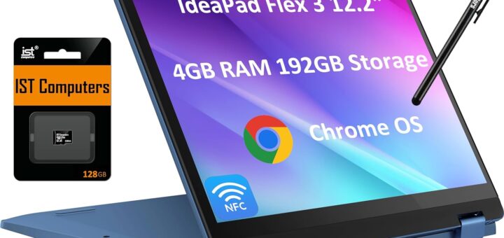 Lenovo Flex 3 3i 2-in-1 Chromebook (12.2 FHD+ Touchscreen, Intel N100, 4GB DDR5 RAM, 192GB- 64GB eMMC + 128GB SD Card